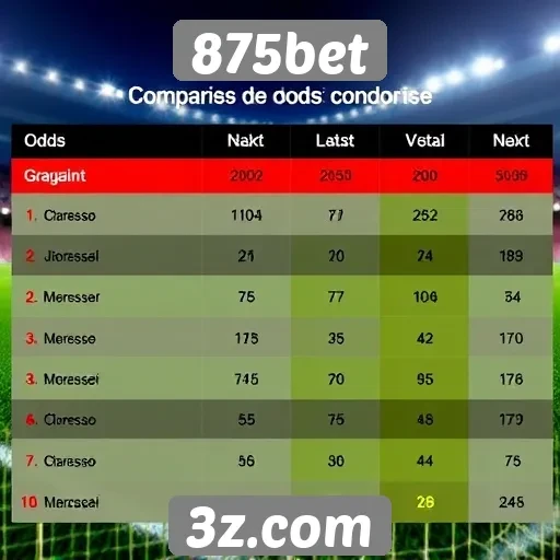 Comparativo de odds entre 875bet e concorrentes